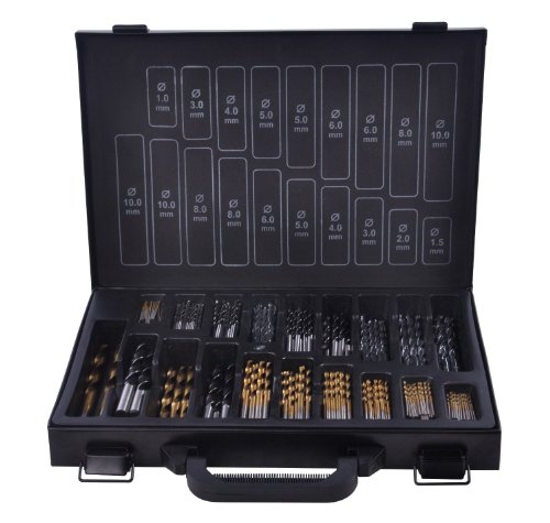 Terratek 170 Piece HSS Drill Bit Set for Masonry, Wood and Steel   Steel Carry Case