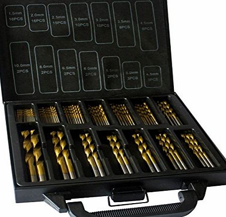 Terratek 99 Piece High Speed Titanium Nitride Twist Drill bit Set Comes complete with carry case. Sizes 1.5mm - 10mm