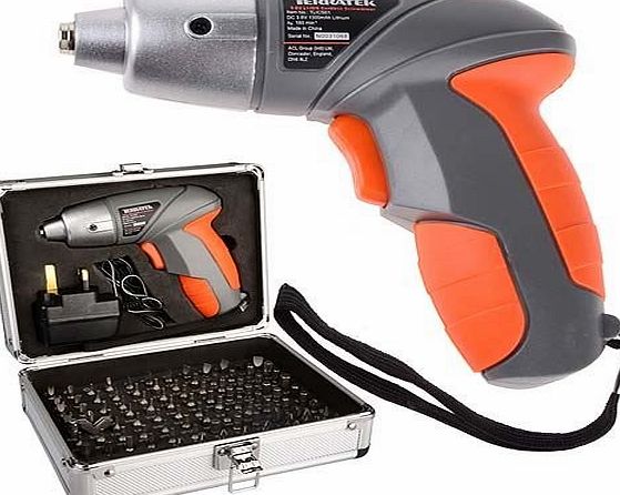 Terratek Lithium Ion 3.6V Cordless screwdriver complete with 102 piece accessory kit