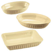 Tesco 3 piece ribbed ovenware set-BUNDLE