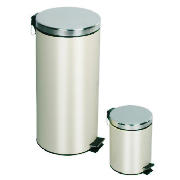 Tesco 30L and 5L coating pedal bin cream