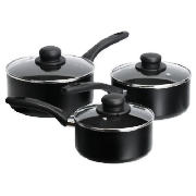 Tesco Aluminium Non Stick Set Black 3 Piece