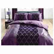 Tesco Canterbury Flocked Kingsize Duvet Set, Grape