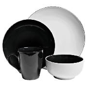 Tesco Coupe Two Tone Dinner set 12 piece Black