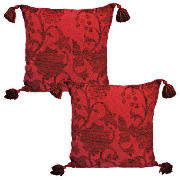 tesco Damask Chenille Cushion, Berry, Twinpack