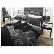 Damask Print Single Duvet Set, Black