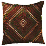 tesco Diamond Embroidered Cushion, Chocolate,