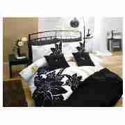 Drama Flocked Double Duvet Set, White