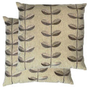 tesco Embroidered Leaf Cushion, Eva, Twinpack