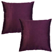 tesco Faux Silk Cushion, Plum, Twinpack