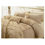 tesco Flock Damask Double Duvet Set, Gold