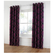 Flock Damask Lined Eyelet Curtains 64x72