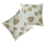 tesco Flock Leaf Cushion, Natural, Lola, Twinpack