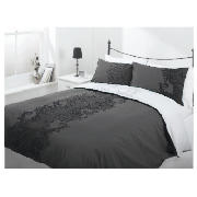 Tesco Flock Print Duvet Set Double, Black