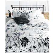 tesco Flocked Print Duvet Set Double, White