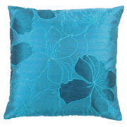 Floral Applique Cushion, Teal