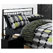 Tesco Geo Print Duvet Set Single, Black