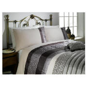 Tesco Geo Quilted Cuff King Duvet Set, Mocha