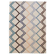 Tesco Ikat Zig Zag Design Acrylic Rug, Blue