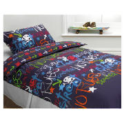 Tesco Kids Black Graffiti Duvet