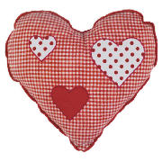 tesco Kids Embrioded Heart Gingham Cushion