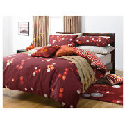 Tesco Luang Print Duvet Set Double, Red