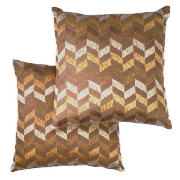 Tesco Metallic Geometric Cushion , Chocolate