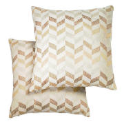 tesco Metallic Geometric Cushion, Natural,