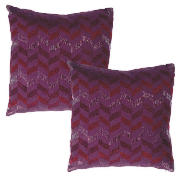 tesco Metallic Geometric Cushion, Plum, Twinpack