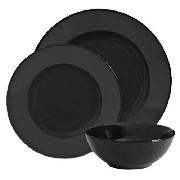 Tesco Mono Dinner set 12 piece, Black