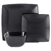 Mono Matt Square Dinner Set 12 piece Black