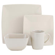 Tesco Mono Matt Square dinner Set 16 piece Cream