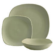 Mono square Dinnerware Set 12 piece, Green