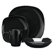 Tesco Mono square Dinnerware Set 16 piece, Black