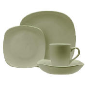 Tesco Mono square Dinnerware Set 16 piece, Green