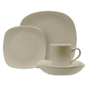 Mono square Dinnerware Set 16 piece, Stone