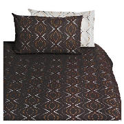 Tesco Ogee Dot Double Duvet Set, Cream/choc