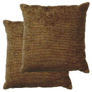 tesco Plain Chenille Cushion, Mocha, Twinpack