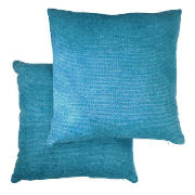 tesco Plain Chenille Cushion, Teal, Twinpack