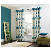 Poppy Print Unlined Eyelet Curtain, Teal