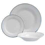 Tesco Porcelain Dinner set Platinum Colour band