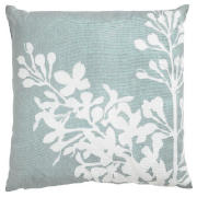 Tesco Printed Leaf Cushion, Duck Egg