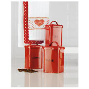 Red Vintage Canister Set & Tea Towels