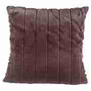 ribbed faux fur cushion choc