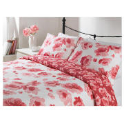 Tesco Rose Bloom Print Duvet Set Double, Cream