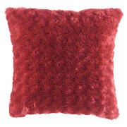 tesco Rose Faux Fur Cushion, Berry