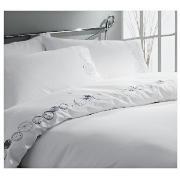 tesco Scribble Embroidered Single Duvet Set, White