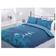 Tesco Silhouette Print Duvet Set Double, Teal