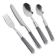 stripe cutlery set in wire tray