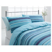 Tesco Stripe Single Duvet Set, Teal